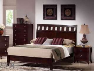 NEW WILLS CHERRY FINISH WOOD LOW PROFILE QUEEN SIZE BED  