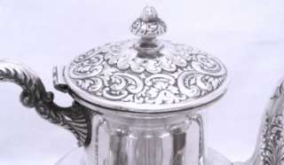 Exquisite Large Heavy Repousse VICTORIAN Silver Tea Set Large Footed 