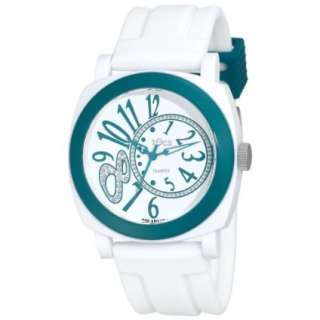 Tocs Womens 40803 Analog Cruise Round White with Teal Watch 