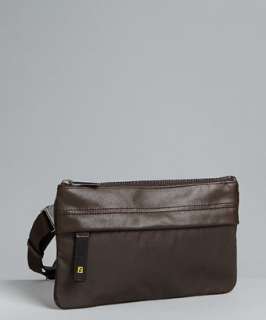 Fendi brown pelle leather and nylon belt bag  
