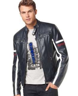 Armani Jeans Jacket, Eco Leather Moto Jacket