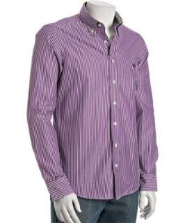 Burberry violet striped cotton button down shirt   