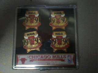 CHICAGO BULLS FOUR TIME NBA CHAMPIONS PIN SET LIMITED EDITION FACTORY 