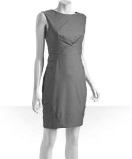 Nicole Miller charcoal twill sleeveless pin tuck dress