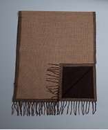 Zegna khaki wool striped edge fringe scarf style# 318224101