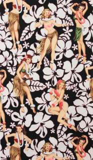 BY YARD  Aloha Girls Black Pin Up Fabric Alexander Henry Fabrics 