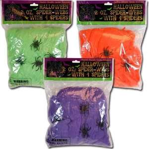   Assorted Halloween Spider Web with 4 Spiders 2oz Each
