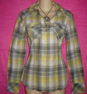 GRAY PLAID Rockabilly PUNK Sexy FITTED TOP SHIRT S NWT  