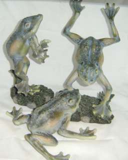 Set of 3 Realistic Frog Garden Pond Statue Figurine NEW  