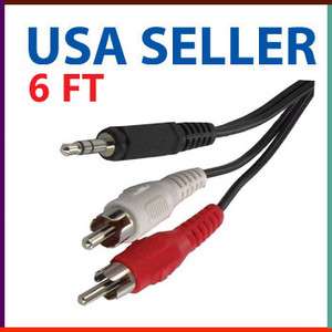 6ft 6feet Aux Audio 3.5mm Stereo Male to 2 RCA Y CABLE FOR IPOD/ 