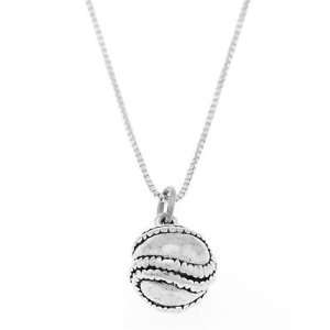    Sterling Silver Three Dimensional Softball Necklace Jewelry