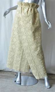 GIORGIO ARMANI Gold Lace+Sequin Skirt Jacket Outfit 40  