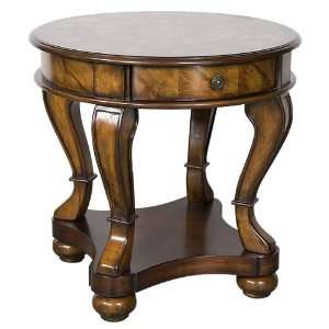  Parquetry Round 28 Table   Natural Solid Wood Accent End 