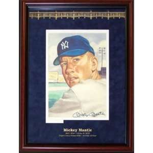 Signed Mickey Mantle Picture   Framed Close Up Litho PSADNA  