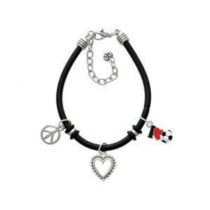 love Soccer   Red Heart   Black Peace Love Charm Bracelet [Jewelry]