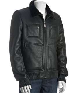 Prada black sheepskin shearling lined bomber jacket   up to 70 