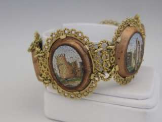 TRULY MUSEUM QUALITY ITALIAN 6 MICRO MOSAIC PANELS SET IN A 18K GOLD 