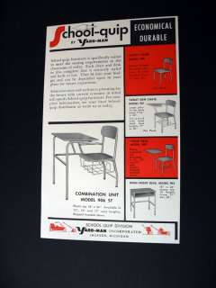 School Quip Classroom Chair & Desk 1959 print Ad  