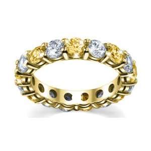  Womens Diamond Eternity Ring Shared Prong Diamond and Citrine 