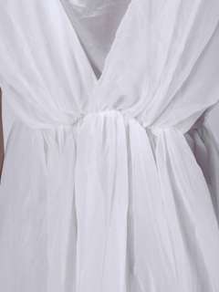   White Wrap Sea Shell Embroidery Dߪcor Woven Belt Mini Dress  