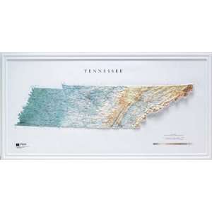  TENNESSEE Raised Relief Map Raven Style with Gold Plastic 