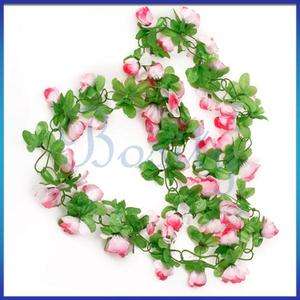 2m Artificial Rose Garland Silk Flower Vine Home Wedding Garden 