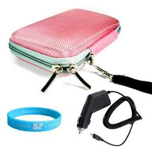  Pink Cube Carrying Case for HTC HD2 + Wall Charger 
