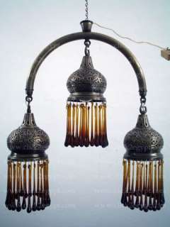Antique Moroccan Style Glass Tears Pendant Chandelier  