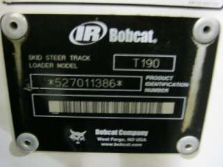 2005 Bobcat T190 Turbo Skid Steer Loader Aux Hydraulic 12 Track 