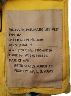 WWII Unissued B 5 Life Preserver Mint Condition  