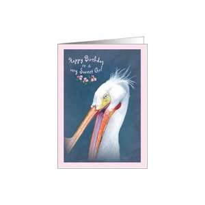    Birthday Sweet Girl Pelican with Flowers Card Toys & Games