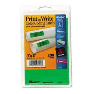  Print or Write Removable Color Coding Laser Labels, 1 x 3 
