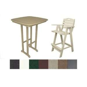 Poly WoodÂ® 3 PC Nautical 31 Inch Square Bar Table Set 