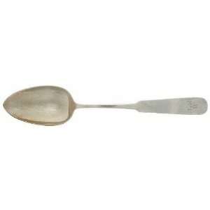  Panel Antique Old Newbury Silver (,1810) Large Solid Serving Spoon 