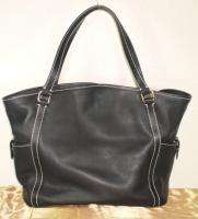   LEATHER TOTE Bag BLACK Large wKey Fob Handbag PURSE Shoulder Bag