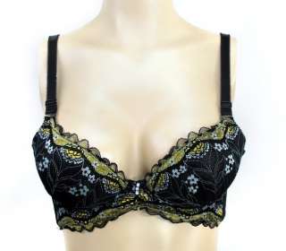 NEW SEXY MESH LACEY Floral & Leaf T shirt PUSH UP Bra  