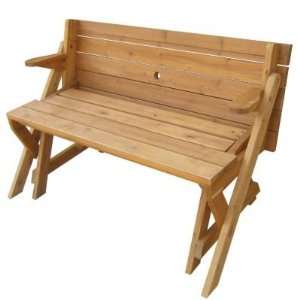 Convertible Wooden Outdoor Garden Bench / Picnic Table w 
