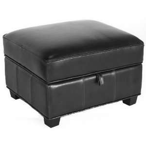  Modern Furniture  Agustus Black Leather Storage Ottoman 