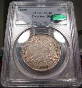 1809 Capped Bust Half Dollar O 105 PCGS XF40 CAC *Lustrous*  