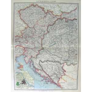  HARMSWORTH MAP 1906 AUSTRIA HUNGARY VIENNA TRIESTE