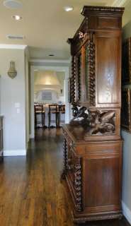   French Hunt Cabinet Hutch Buffet Bookcase~Louis XVI~Dark Oak~Carving
