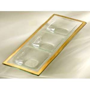  AnnieGlass Roman Antique Three Section Tray Gold