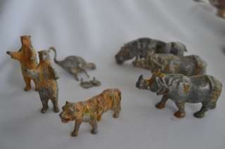 Lot of Vintage Lead Toys Tiger Rhino Hippo  