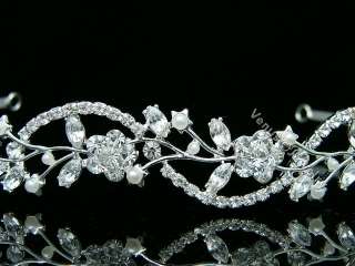   Rhinestone Crystal Pearl Prom Wedding Headband Tiara 8596  