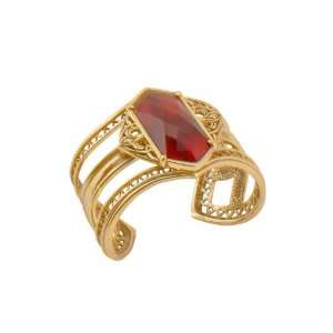  Bronzed By Barse Ruby Red Glass Cuff Bracelet Jewelry