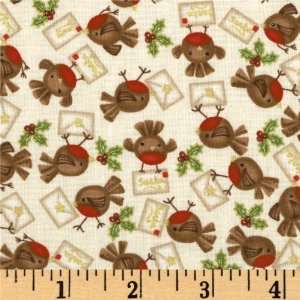  44 Wide Festive Fun Santa Notes Ivory Fabric By The Yard 
