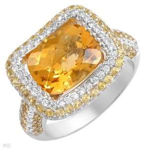  Ring With 5.43Ctw Precious Stones   Genuine Clean Diamonds, Citrine 