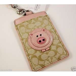  Coach Id Badge Lanyard Pig Piglet Piggy Card Holder Case 