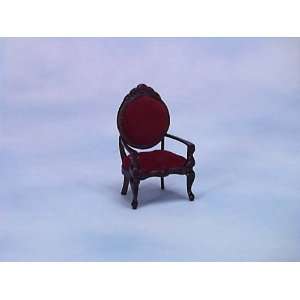  Dollhouse Miniature Walnut Arm Chair 