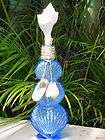   Beach  Blue Shell Shaped Bottle w/Shells  Nautical/Ocean Decor Accent